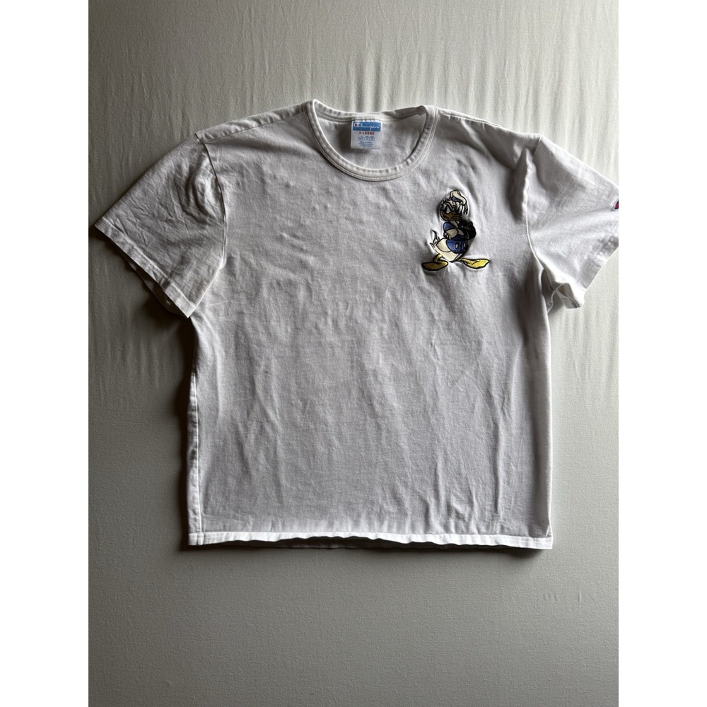 Champion x Disney‎ Donald Duck Sketch And Embroidered Mens Tee White Size XL